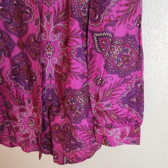 J. Crew Liberty London Magenta Paisley Button Serena Puff Sleeve Shirt Top - Picture 8 of 9